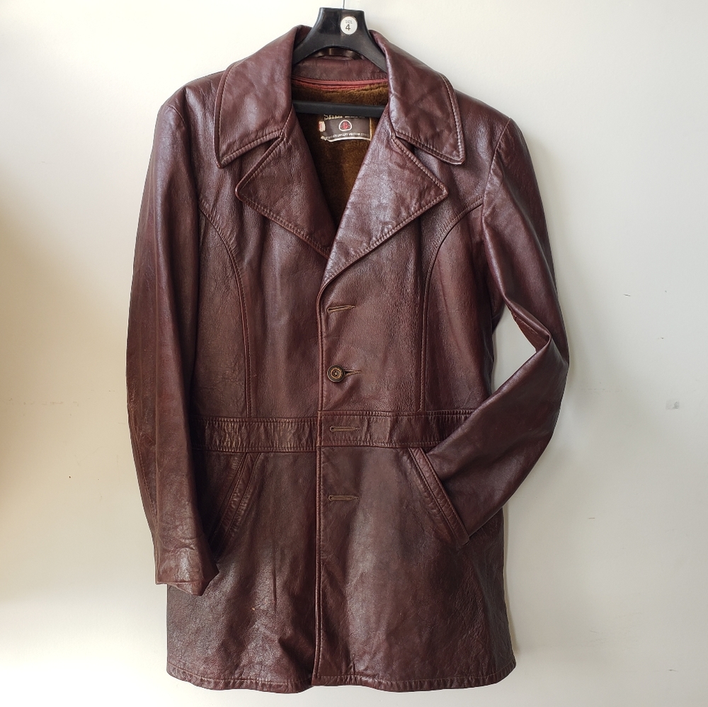 Vintage men's leather coat / 42 Long